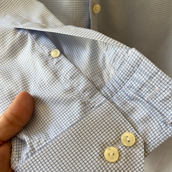 ETON Sz 17.5 / 44 Organic Cotton Check Elevated Twill 3D Dress Shirt Light Blue - Picture 6 of 12
